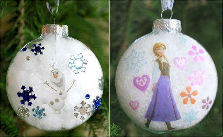 Ozdoby na mrazený stromček na vianočný stromček - Olaf a Anna dekorácie stromčeka-drotár-vianočné gule-drotár-nápady-ľadová kráľovná-téma