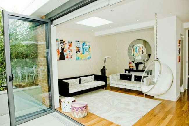 moderná rezidencia pop art obrázky stena škandinávsky životný štýl Nástenné škandinávske klasické nástenné zrkadlo v obývacom štýle