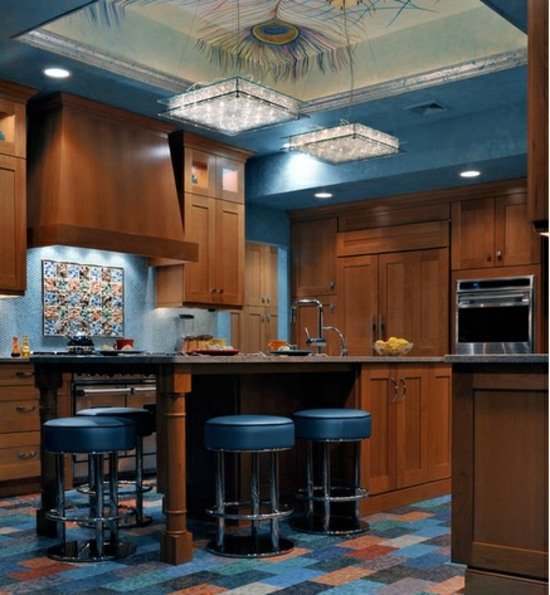 Nápad na dizajn kuchynského stropu zadná stena kuchyne