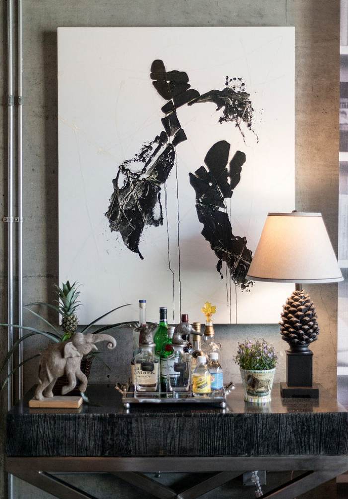 neobvyklá stena-umenie-atrament-plátno-stolná lampa-ananás-základňa-slon-decofisur