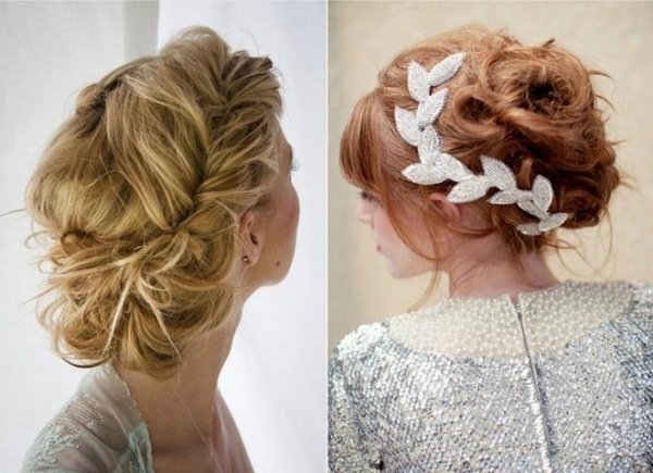 nevesta styling pletené účesy-romantické kučery ozdobné vlasové doplnky