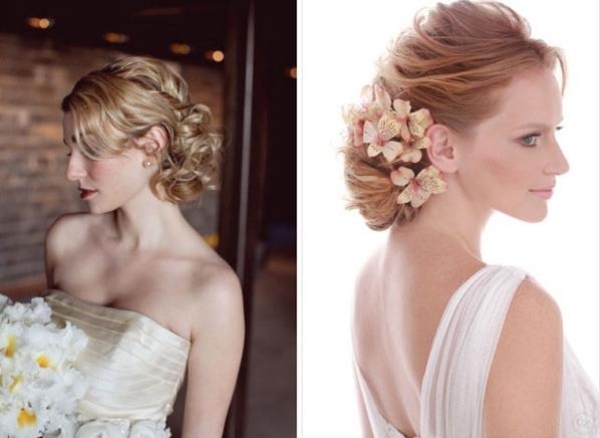 svadobný účes krátke až stredne dlhé drdoly do vlasov