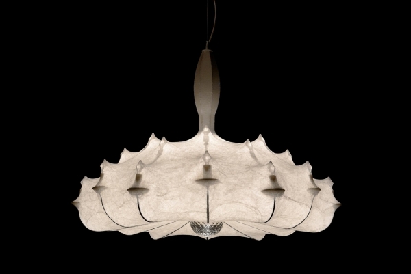 moderný luster s bielym práškovým nástrekom -ZEPPELIN vločky