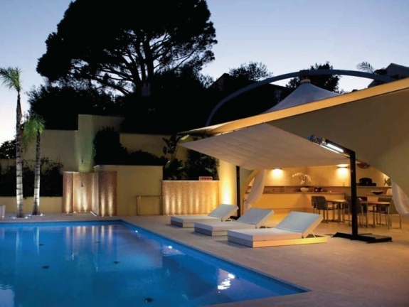 markíza na ochranu pred slnkom, nočný bazén, hliníkové nápady