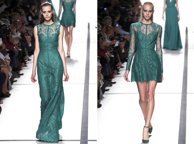 Dámska móda jar leto 2014 zelené šaty