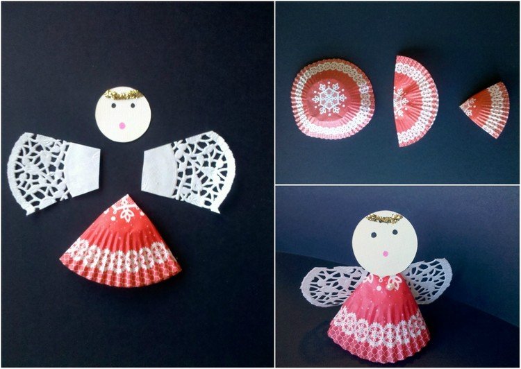 papierové formy obrúsky anjeli drotári s deťmi