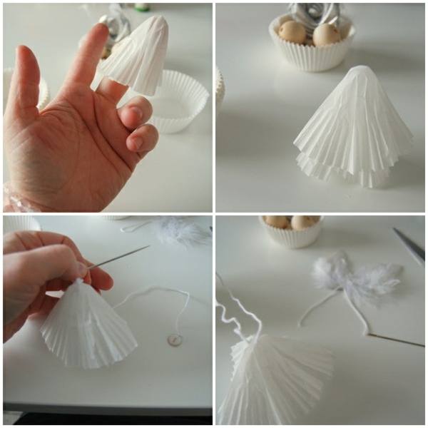 Ručné vianočné anjelské filtre na kávu Pokyny na remeselné filtre na kávový filter v štyroch krokoch