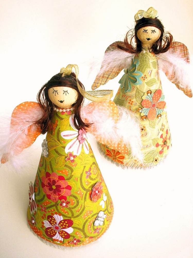 Na ručné práce používajte farebný papier v tvare lievika anjel na drotárstvo papier nápad farebné kvety vlasy