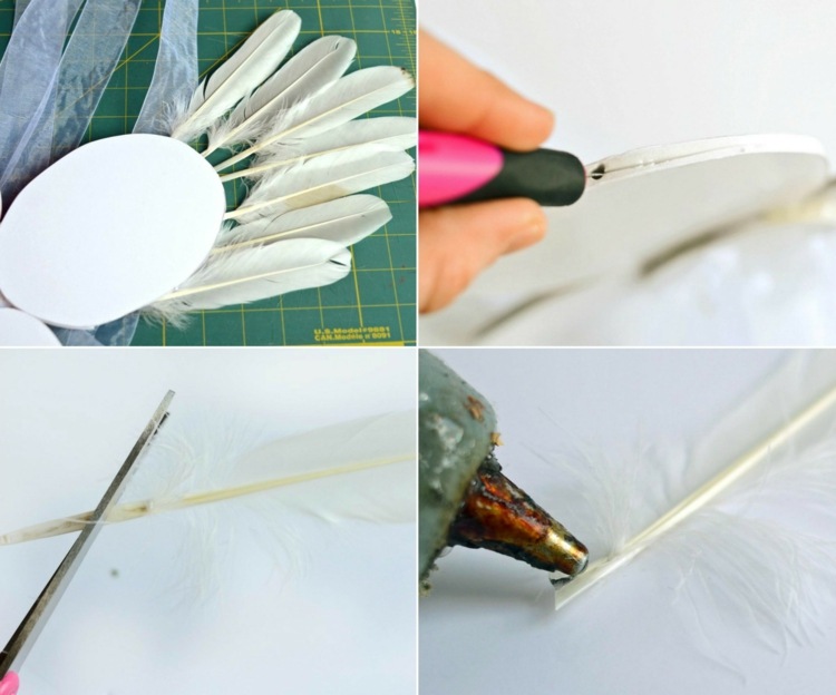 Na výrobu perím použite horúce lepidlo anjelské krídla drotárstvo perie-lepidlo-horúce lepidlo-deti-nápady