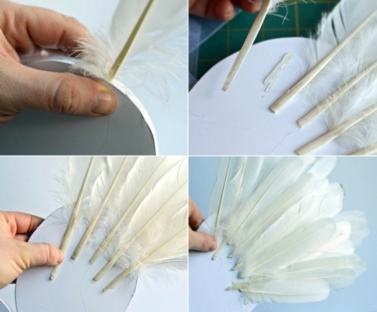 Vytvorte anjelské krídla niekoľkými radmi peria Anjelské krídla-drotár-lepidlo-skutočné-perie-urobte si sami jednoduchú