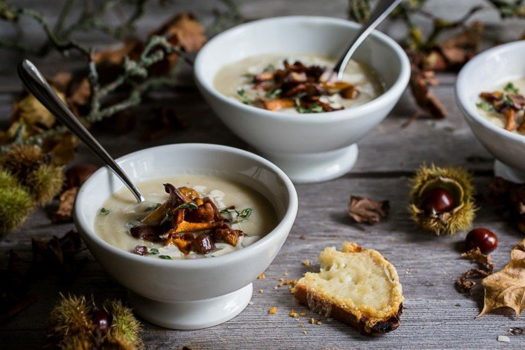 gaštanová líška krémová polievka zeler slávnostné polievky