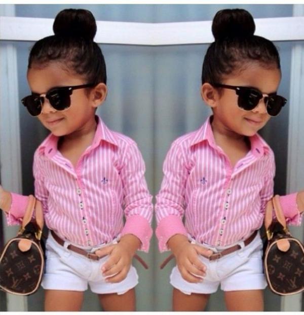 Kraťasy a košeľa sú ako mamin výstroj dievčenské oblečenie košeľa vreckové spoločenské oblečenie