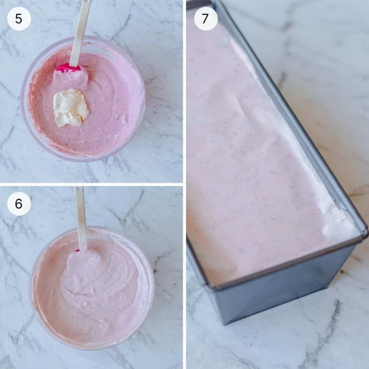 Nalejte zmes jahôd a krému na bochník a zmrazte