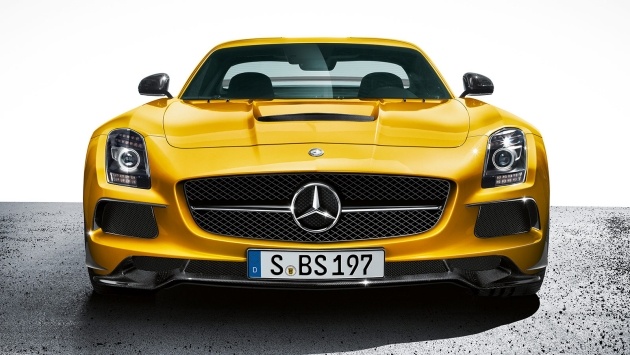 2014 mercedes sls amg čierna séria predná žltá