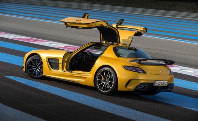 2014 mercedes sls amg čierna séria žlté dvere