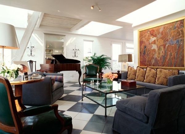 moderne-podkrovie-interiér-obývačka-klavír