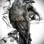 fekete holló tetoválás vázlata 2