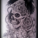 koponya és holló tetoválás vázlata 1