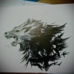 farkas és holló tetoválás vázlata 2