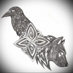 farkas és holló tetoválás vázlata