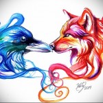 farkas és holló tetoválás vázlata 4