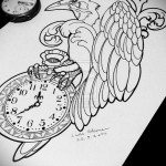 varjú vázlata óra tetoválással 4