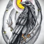 vázlat a holló old school tetoválásáról 2