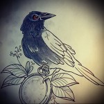 holló old school tetoválás vázlata 4