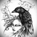 vázlat holló old school tetoválása 5