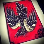 old school holló tetoválás vázlata 7