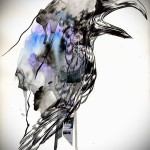 színes holló tetoválás vázlata 10