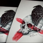 színes holló tetoválás vázlata 16