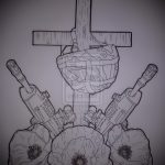 Egy remek példa egy hadsereg tetoválásának vázlatára - a rajz alkalmas katonai tetoválásokra katonai fotó típusa szerint