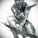 Hűvös példa egy katonai tetoválás vázlatára - a rajz alkalmas hadsereg tetoválásokra rvsn