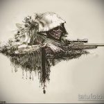 Az eredeti példa egy tetováló hadsereg vázlatára - a rajz alkalmas a Belügyminisztérium hadsereg tetoválására