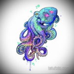 tetoválás vázlat színes polip 2019.09.16. №004 - tetováló vázlat gyönyörű színben -