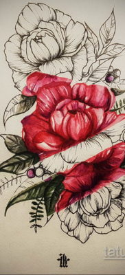 bazsarózsa színes vázlat tetoválás 2019.09.16. №011 - bazsarózsa színes vázlat tetoválás -