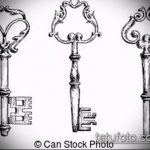 Vázlat a kulcs és zár tetováláshoz # 520 a minta érdekes változata, amely könnyen használható a zár és a kulcs tetoválásként történő módosítására és alkalmazására