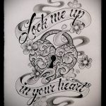 A 133 -as számú vázlat a kulcs- és zár -tetováláshoz a minta egyedi változata, amely sikeresen használható a zár és a kulcs tetoválásként történő feldolgozására és alkalmazására.