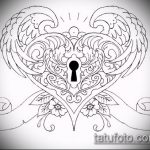 Vázlat a kulcs- és zár -tetováláshoz # 604 a minta klassz változata, amely sikeresen használható a kulcs és a zár feldolgozására és alkalmazására egy pár számára tetoválásként