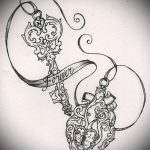 Vázlat a kulcs- és zár -tetováláshoz 883 sz.