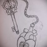 Vázlat a tetováló kulcshoz és a 420 -as számú zárhoz - a minta hűvös változata, amely jól használható a zár és a kulcs párjának megváltoztatására és tetoválásként történő alkalmazására