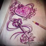 A vázlat a tetováló kulcshoz és a zárhoz # 480 a minta méltó változata, amely könnyen használható a zár és a kulcs tetoválásként történő módosítására és alkalmazására