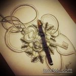 Vázlat a kulcs és zár tetováláshoz # 159 a minta egyedi változata, amely sikeresen használható a zár és a kulcs tetoválásként történő feldolgozására és alkalmazására.