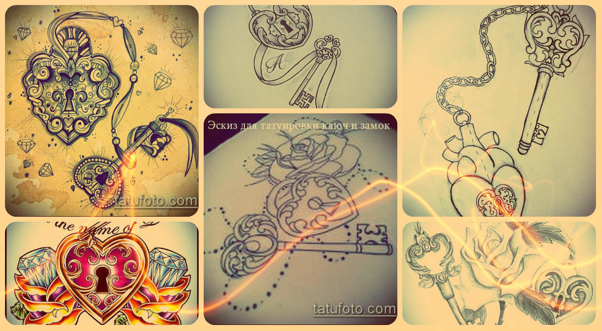 Vázlat a kulcshoz és a zár tetoválása válogatott érdekes lehetőségek a rajzokhoz