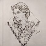 fotó vázlat a tetoválásról Aphrodité istennő 2018. 05. 01. -től №033 - vázlat Aphrodité -