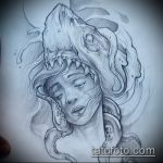 Egy egyedülálló példa a SHARK tetoválás vázlatára - a rajz alkalmas cápa váll tetoválásra