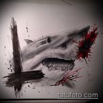 A SHARK tetoválás vázlatának eredeti változata - a rajz alkalmas a régi iskola cápa tetoválására