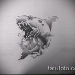 Egy érdekes példa a SHARK tetoválás vázlatára - a rajz alkalmas cápa láb tetoválására