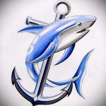 A SHARK tetoválás vázlatának érdekes változata - a rajz alkalmas a cápa tetoválására a karon